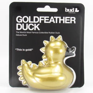 BUD1512+GOLDFEATHER-Rubber-Duck-Bud-2 Deluxe Gold Feather Duck